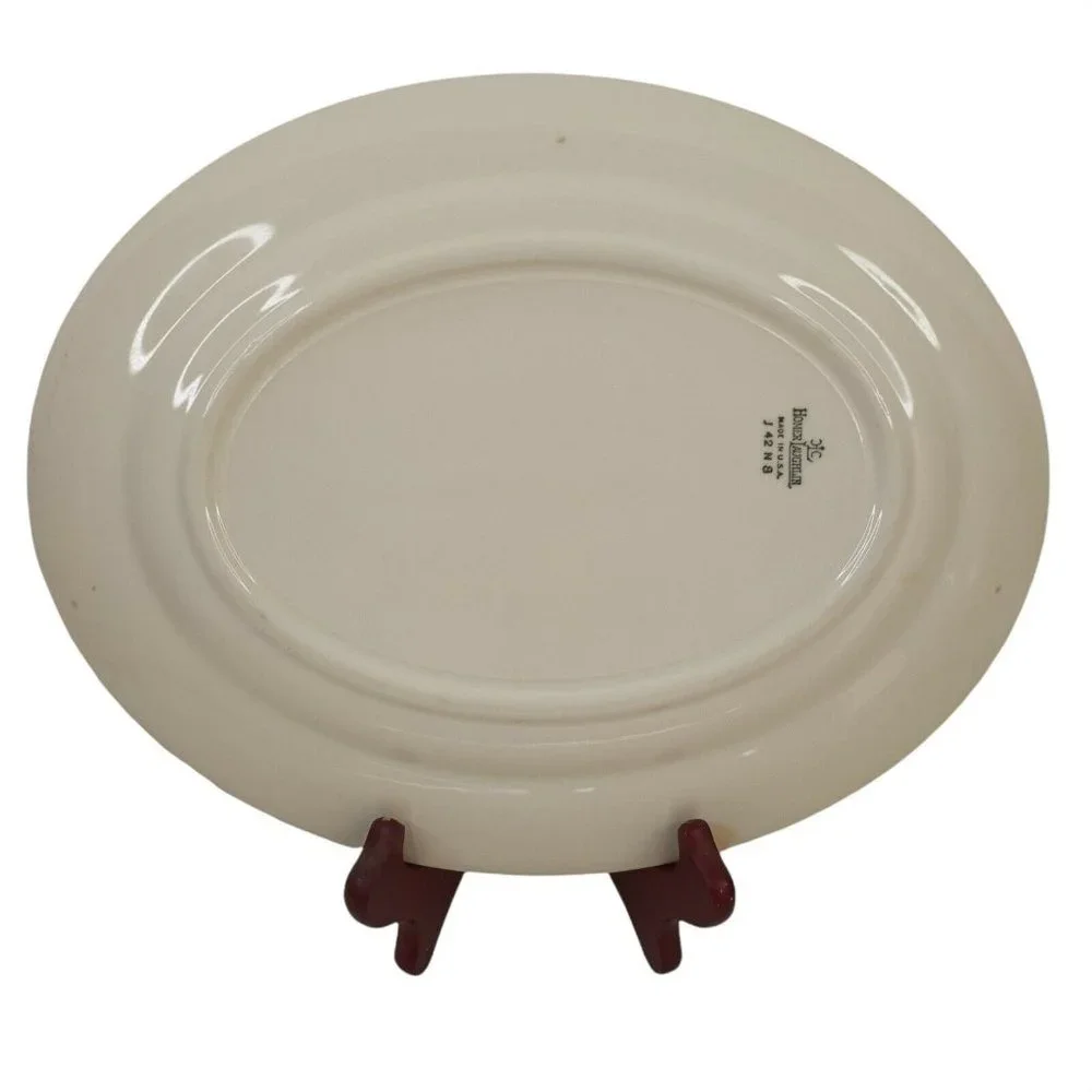 Vintage Homer Laughlin Majestic Oval Platter Floral Burgundy 11.5